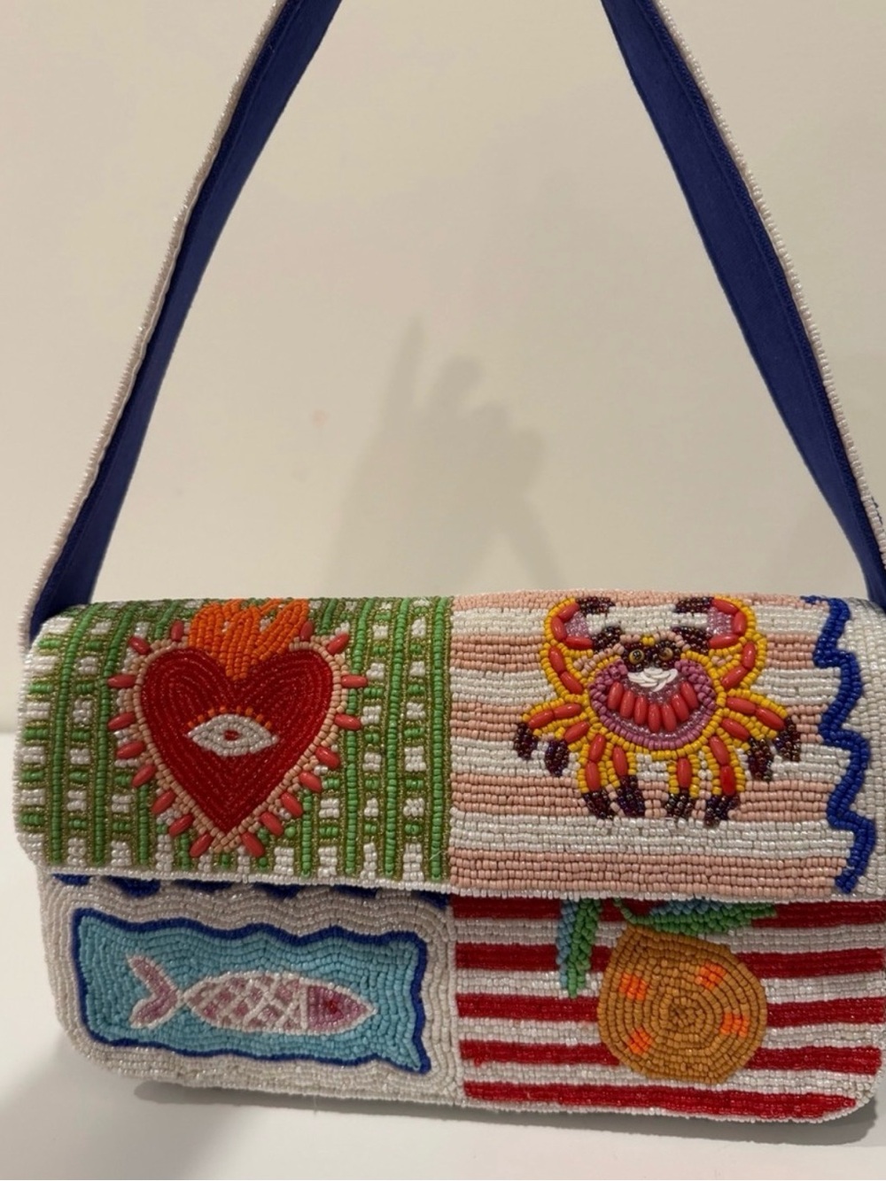 Viral Beaded Bag America and Beyond patchwork fish crab Multicolor Shoulder 🦀